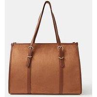 Accessorize Buckle Strap Suedette Shoulder Bag - Brown