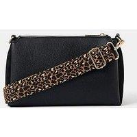 Accessorize Webbing Strap Suedette Crossbody Bag - Black