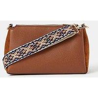Accessorize Webbing Strap Suedette Crossbody Bag - Brown