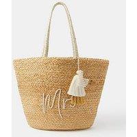 Accessorize Mrs Jute Beach Bag - Cream