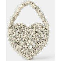 Accessorize Bridal Pearl Heart Handbag - Cream