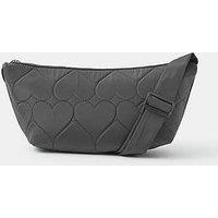 Accessorize Heart Quilted Sling Crossbody Bag - Black