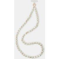Accessorize Large Pearl Phone Strap - Cream