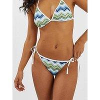 Accessorize Zig Zag Tie Side Bikini Bottoms - Blue