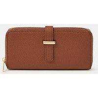 Accessorize Tab Zip Around Purse - Brown