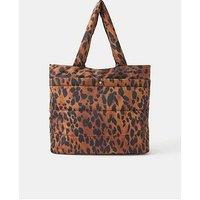 Accessorize Animal Print Quilted Shopper Bag - Brown