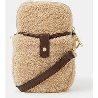 Accessorize Borg Phone Bag - Cream