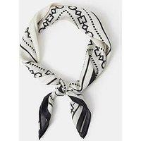 Accessorize Monochrome Chain Print Satin Scarf - Cream