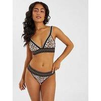 Accessorize Leopard Print Band Bikini Top - Brown
