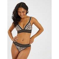 Accessorize Leopard Print Band Bikini Bottoms - Brown