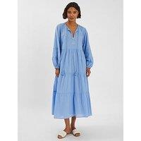 Accessorize Mirror Embellished Long Sleeve Midi Dress - Blue