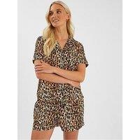 Accessorize Leopard Print Short Pyjamas Set - Brown