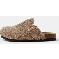 Accessorize Borg Clog Slippers - Cream