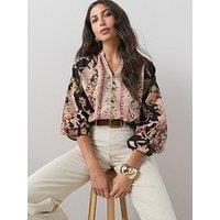 The Very Collection Printed Button Detail Co-Ord Blouse - Print