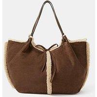 Accessorize Reversible Borg Shoulder Bag - Cream