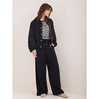 Mint Velvet Navy Washed Wide Leg Joggers - Blue