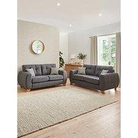 Very Home Prent 3 + 2 Seater Fabric Sofa Set (Buy & Save!) - Grey - Made To Order In The Uk