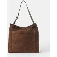 Accessorize Large Pocket Suede Shoulder Bag - Brown