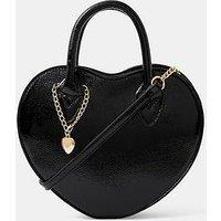 Accessorize Patent Heart Crossbody Handbag - Black