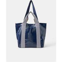 Accessorize Double Strap Patent Shopper Bag - Blue