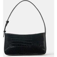 Accessorize Faux Croc Shoulder Bag - Black