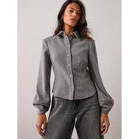 The Very Collection Button Up Fitted Co-Ord Shirt - Grey