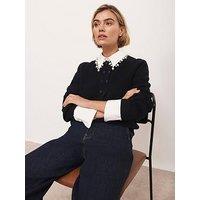 Mint Velvet Navy Double Button Cardigan - Blue