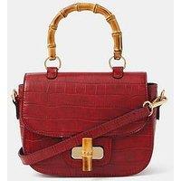 Accessorize Bamboo Handle Croc Crossbody Bag - Red