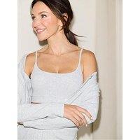 Michelle Keegan Co-Ord Pointelle Crop Top - Grey