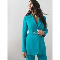 The Very Collection Belt Cinched Blazer - Teal