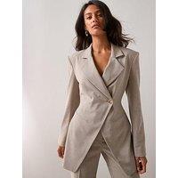 The Very Collection Tailored Cinched Asymmetric Blazer - Grey