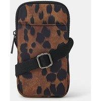Accessorize Animal Print Phone Bag - Brown