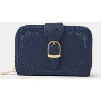 Accessorize Embroidered Buckle Purse - Blue