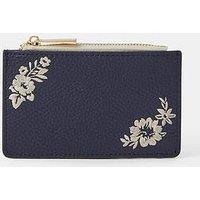 Accessorize Floral Embroidered Card Holder - Blue