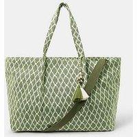 Accessorize Geometric Print Weekender Bag - Green
