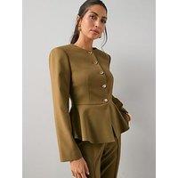 The Very Collection Peplum Hem Blazer - Olive