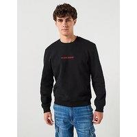Guess Jeans Slim Fit Logo Crew Sweatshirt - Black