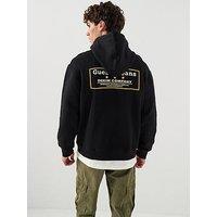 Guess Jeans Embroidered Logo Back Graphic Hoodie - Black