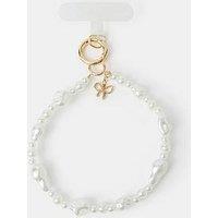 Accessorize Pearl Bead Phone Wrist Strap - Cream