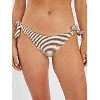 Accessorize Textured Stripe Tie Side Bikini Bottoms - Cream
