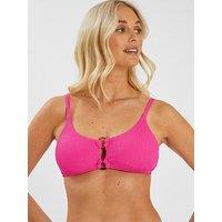 Accessorize Textured Double Ring Bralette Bikini Top - Pink