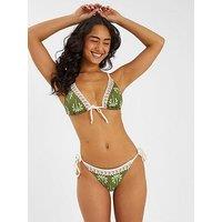 Accessorize Palm Tie Side Bikini Bottoms - Green