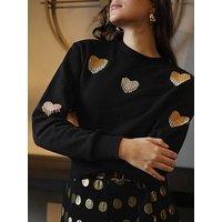 Emily Lovelock Sequin Heart Sweat - Black