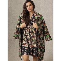 Emily Lovelock Jaquard Floral Metallic Coat - Green