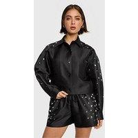 Alix The Label Studs Cropped Blouse - Black