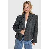 Alix The Label Striped Cropped Jacket - Grey