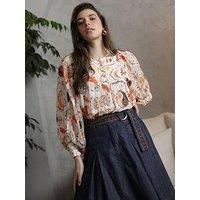 Emily Lovelock Print Blouse - Cream