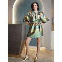 Emily Lovelock Jaquard Metallic Dress - Multi