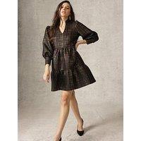 Emily Lovelock Jacquard Metallic Dress - Black