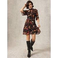 Emily Lovelock Printed Short Dress - Black